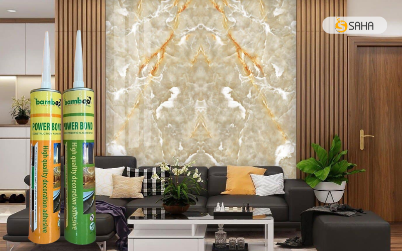 Thi công vách giả đá phòng khách với keo dán đa năng Bamboo Power Bond (1) Thi công vách giả đá phòng khách với keo dán đa năng Bamboo Power Bond (1)